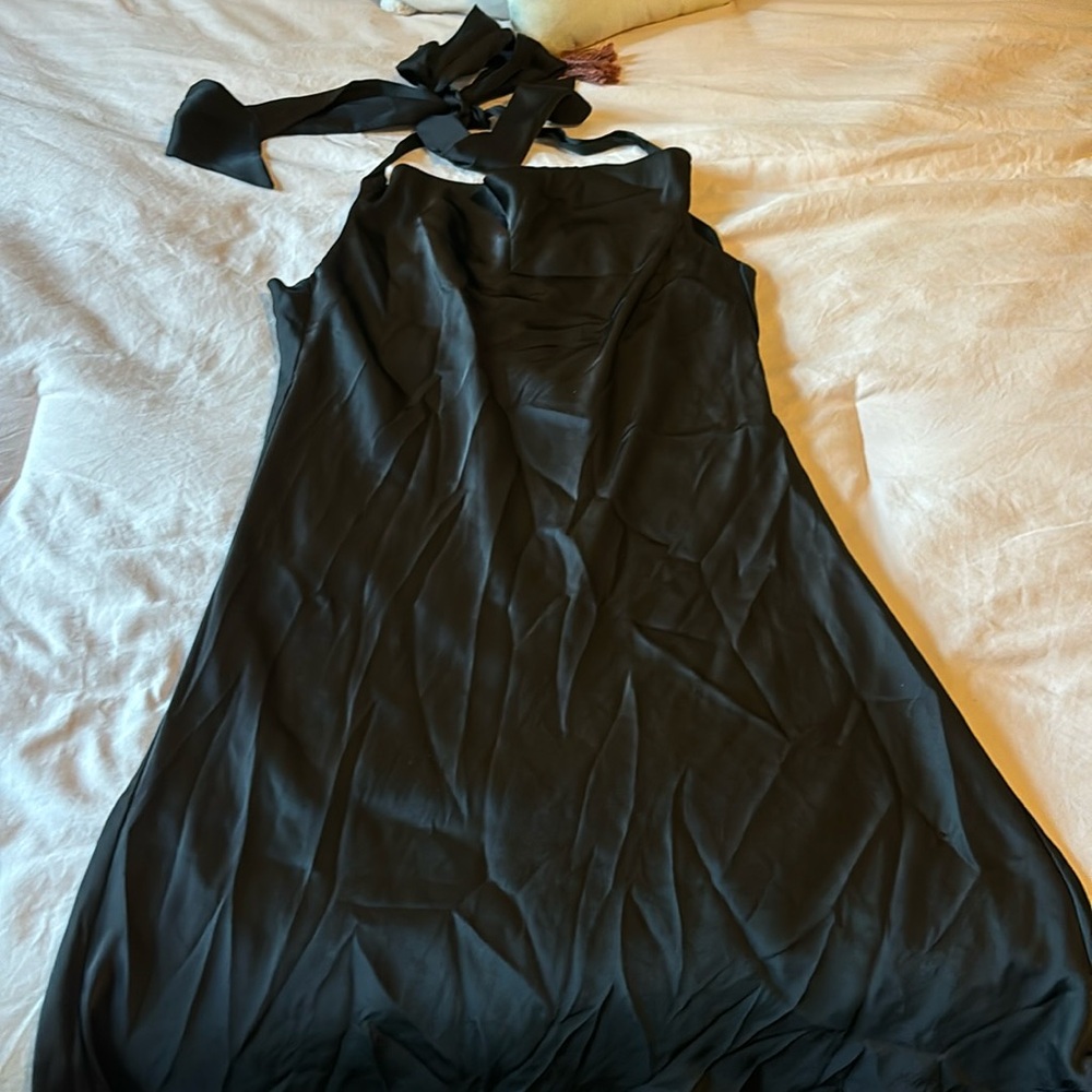 Satin low back halter dress